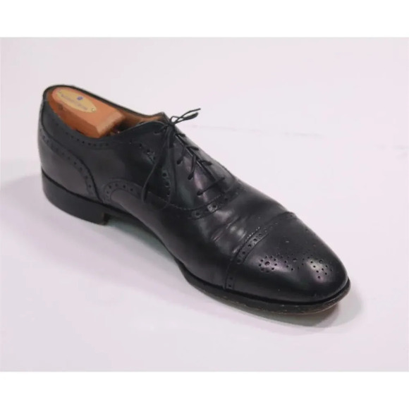 Peal & Co for Brooks Brothers Black Captoe Oxford Leather Dress Shoes 12 D - Picture 7 of 12